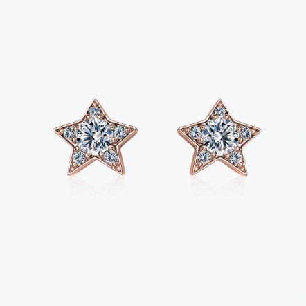 星空 耳環 18K玫瑰金